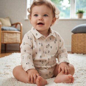 Joe Fresh Penguin Shirt-Style Bodysuit size 6-12 Months